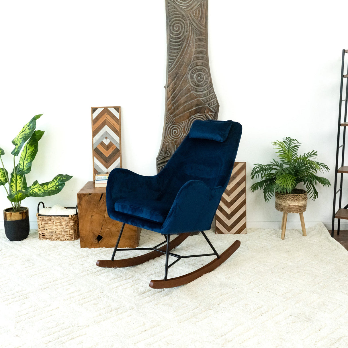 Chelsea Blue Velvet Rocking Chair by Ashcroft Furniture at Eve Furniture