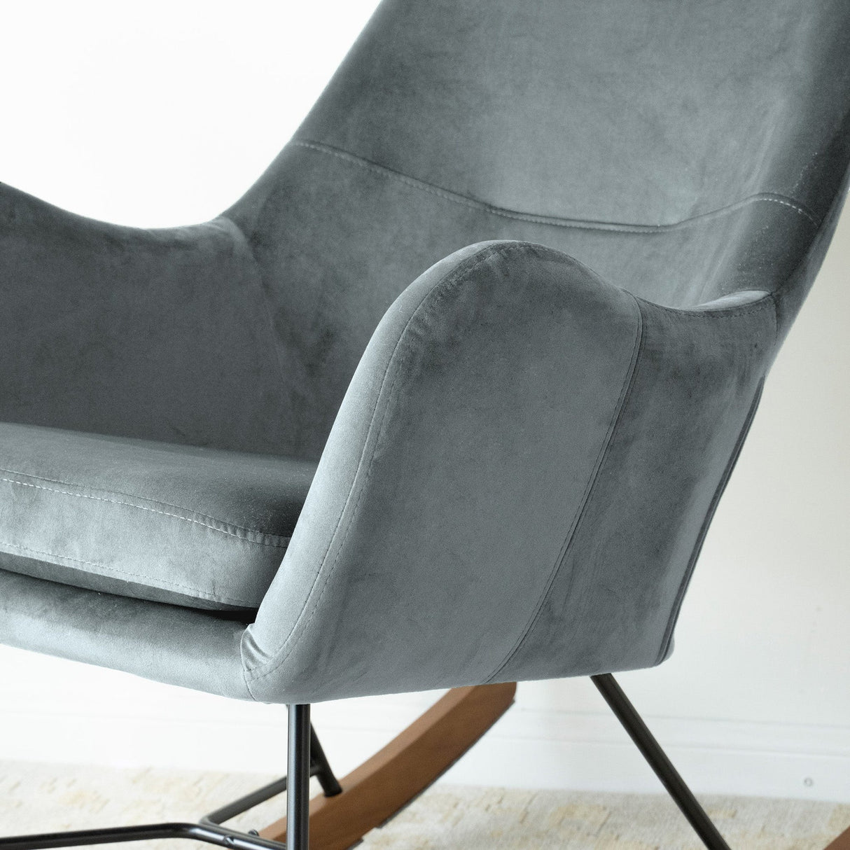 Chelsea Grey Velvet Rocking Chair by Ashcroft Furniture at Eve Furniture