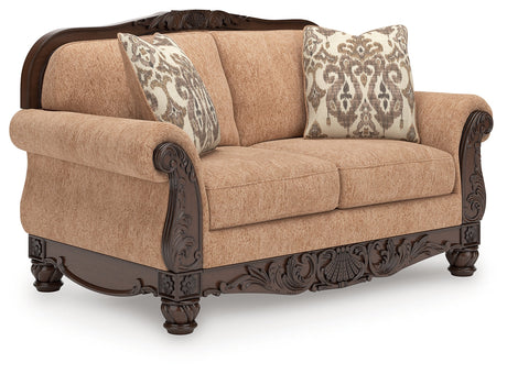 Chelsworth Golden Loveseat by Ashley at Eve Furniture