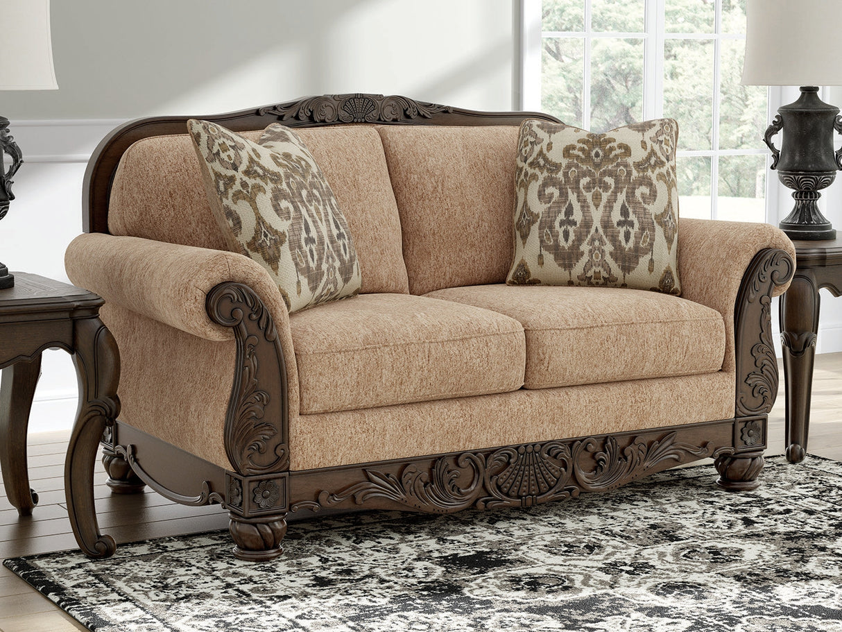 Chelsworth Golden Loveseat by Ashley at Eve Furniture