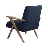 Cheryl Dark Blue/Walnut Wooden Arms Accent Chair