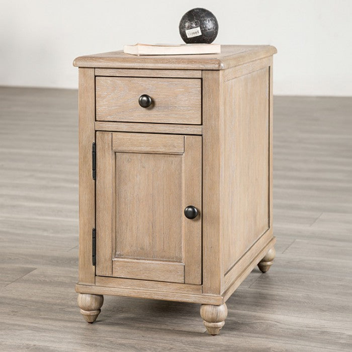 Chesapeake Light White Wash Chairside Table by Furniture of America at Eve Furniture