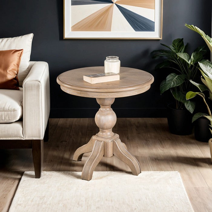 Chesapeake Light White Wash Round End Table by Furniture of America at Eve Furniture