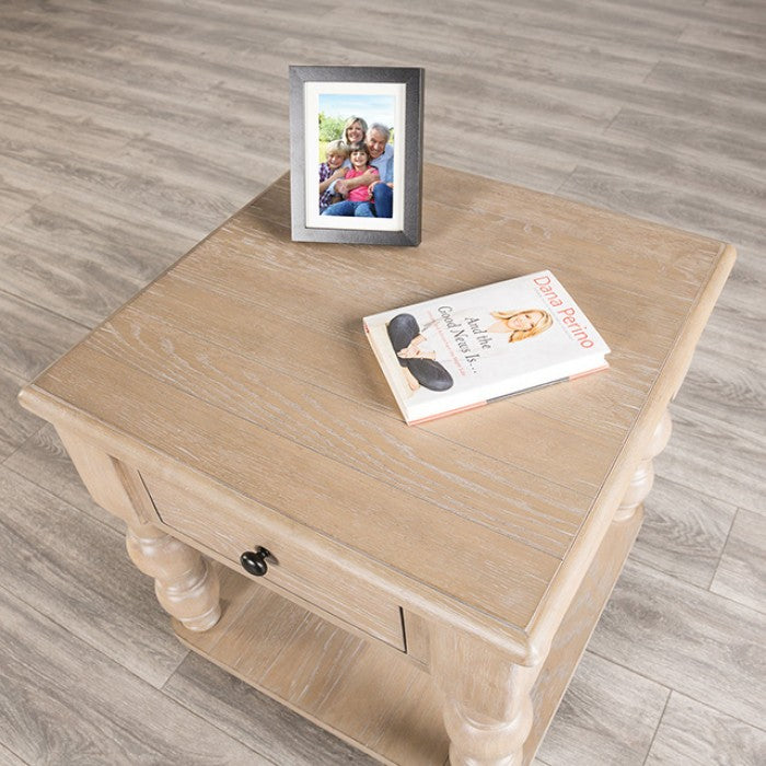 Chesapeake Light White Wash Square End Table by Furniture of America at Eve Furniture