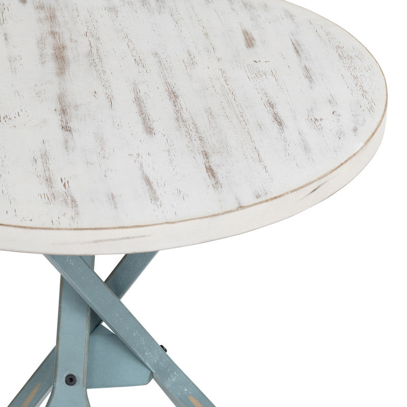 Chesapeake White/Blue Accent Table by Crestview at Eve Furniture