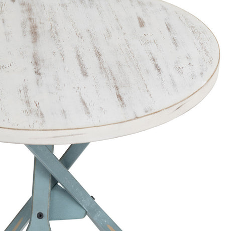 Chesapeake White/Blue Accent Table by Crestview at Eve Furniture