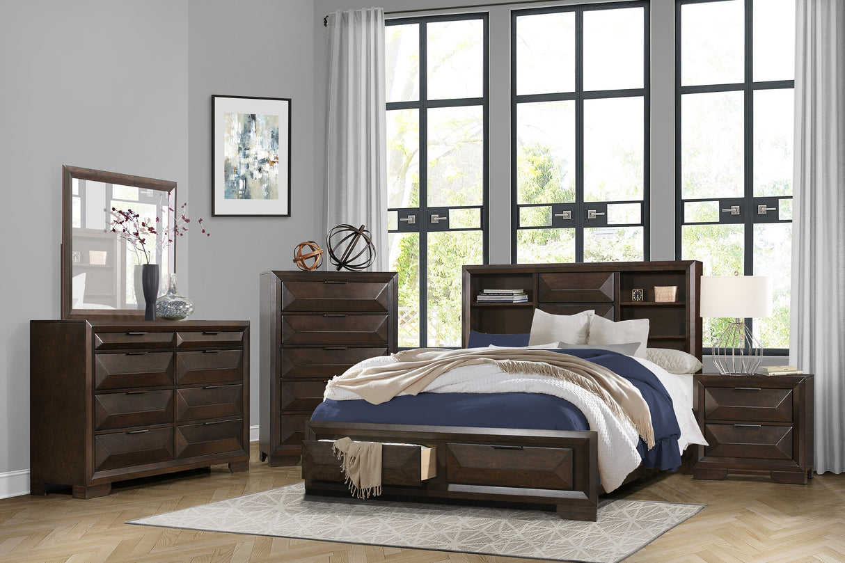 Chesky Warm Espresso California King Bookcase Storage Platform Bed by Homelegance at Eve Furniture
