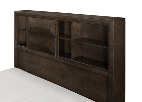 Chesky Warm Espresso Queen Bookcase Storage Platform Bed by Homelegance at Eve Furniture