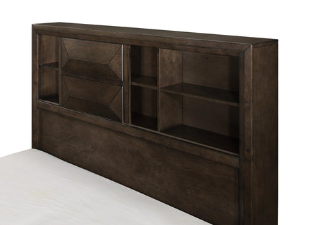 Chesky Warm Espresso Queen Bookcase Storage Platform Bed by Homelegance at Eve Furniture