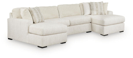 Chessington Ivory 3-Piece Sectional with Double Chaise by Ashley at Eve Furniture