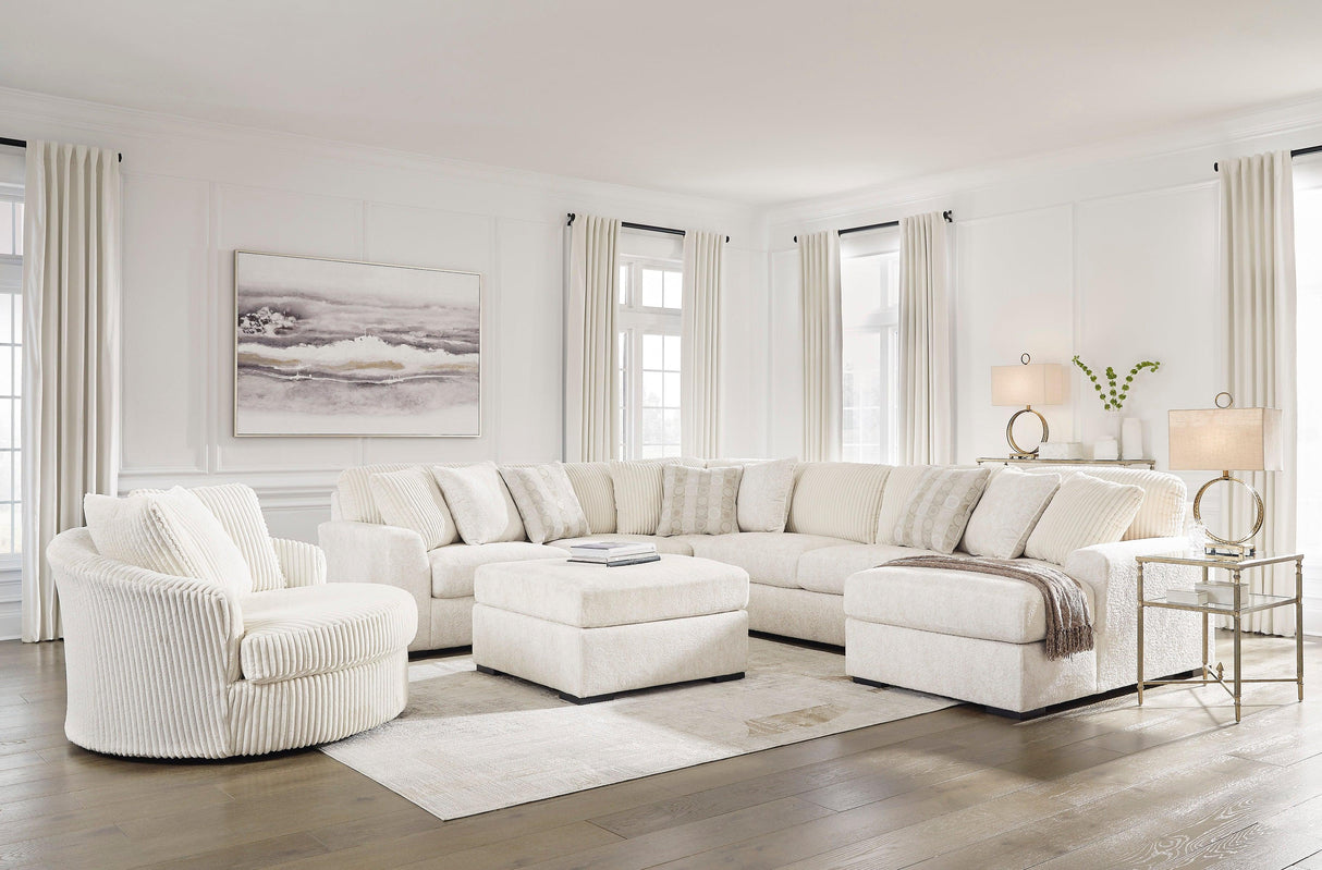 Chessington Ivory 4-Piece Right Arm Facing (RAF) Chaise Sectional by Ashley at Eve Furniture