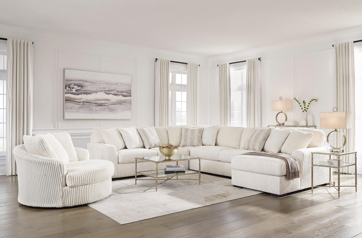 Chessington Ivory 4-Piece Right Arm Facing (RAF) Chaise Sectional by Ashley at Eve Furniture