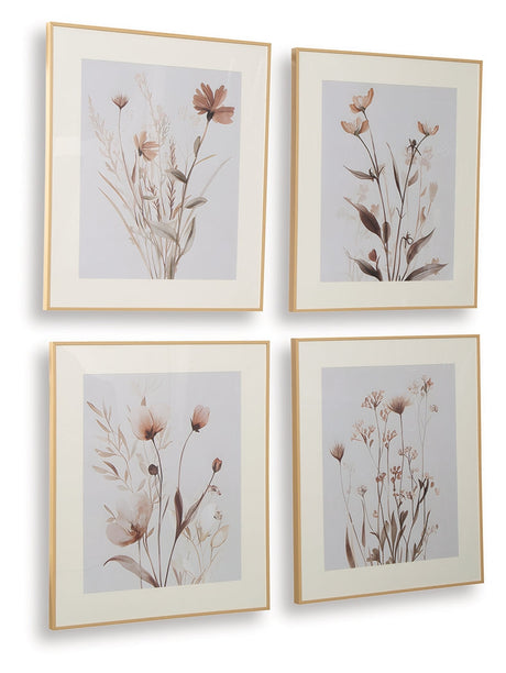 Chettings Beige/Gray/Blush Wall Art (Set of 4) by Ashley at Eve Furniture