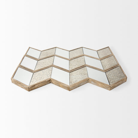 Cheveronna Light Brown Wood Frame Mirror by Mercana at Eve Furniture