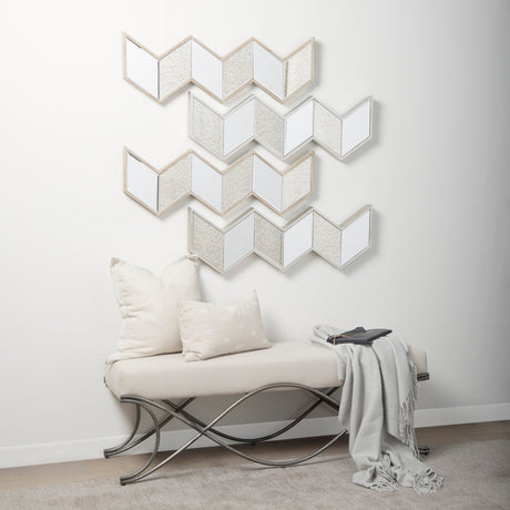 Cheveronna Silver W/Antiquing Wood Frame Mirror by Mercana at Eve Furniture