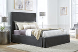 Cheviot Full Upholstered Skirted Storage Panel Bed in Iron by Modus Furniture at Eve Furniture