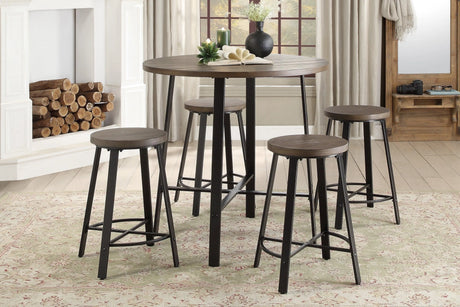 Chevre Brown/Gray Round Counter Height Set by Homelegance at Eve Furniture