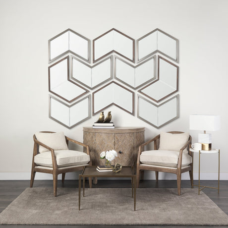 Chevren Medium Brown Wood Frame Mirror by Mercana at Eve Furniture