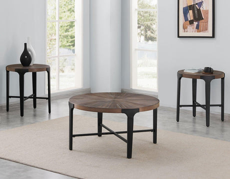 Chevron 36-inch Round Coffee Table by Steve Silver at Eve Furniture