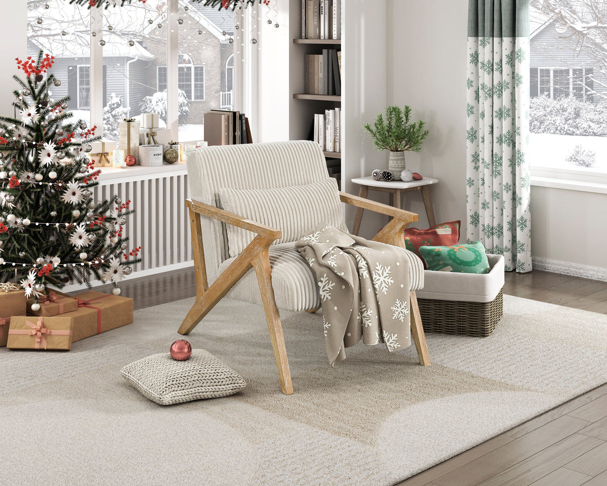 Chevron Beige Accent Chair by Homelegance at Eve Furniture