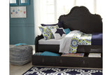 Chevron Blue Pouf by Ashley at Eve Furniture