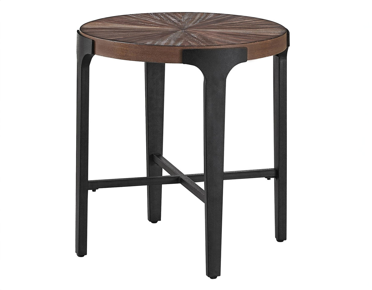 Chevron Cinnamon 22-inch Round End Table by Steve Silver at Eve Furniture