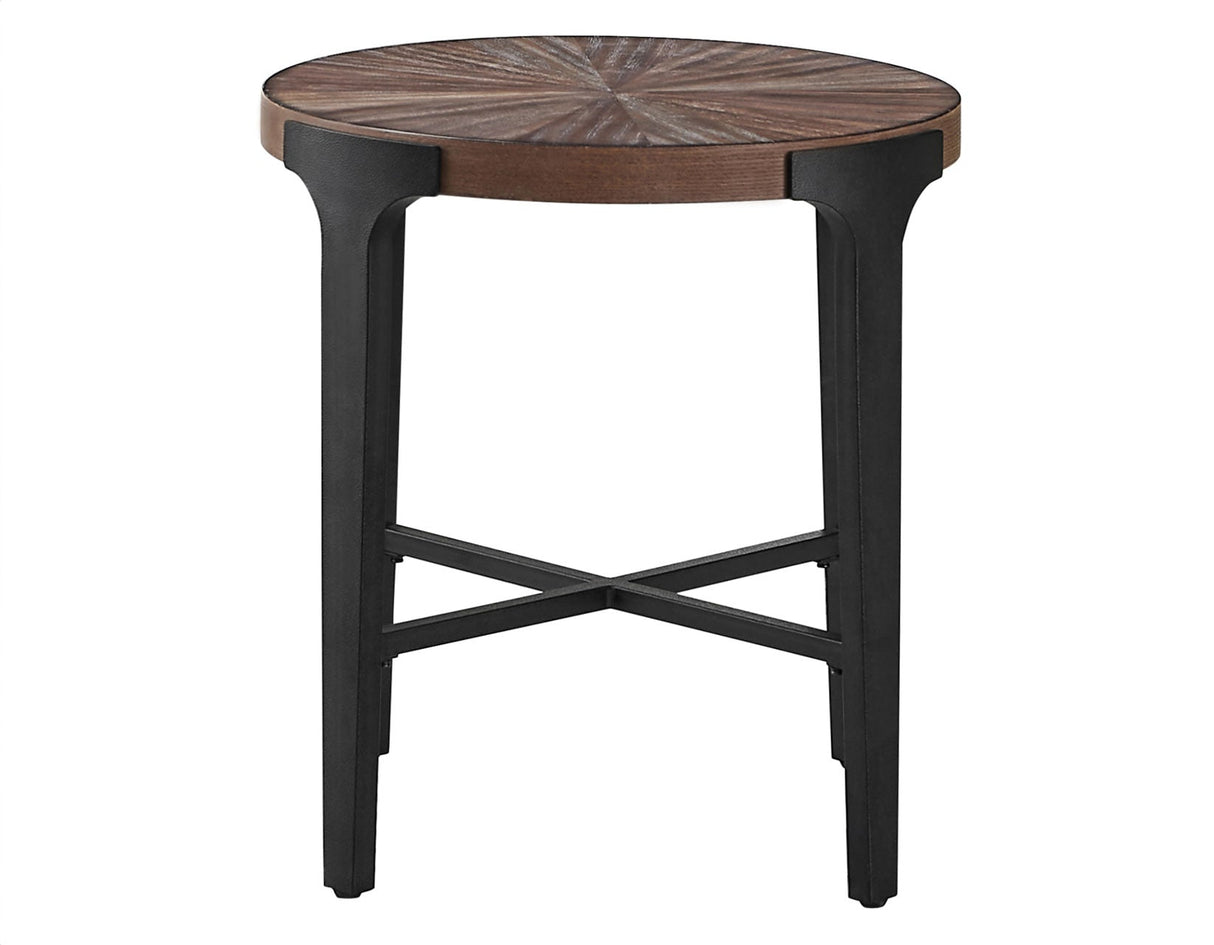 Chevron Cinnamon 22-inch Round End Table by Steve Silver at Eve Furniture
