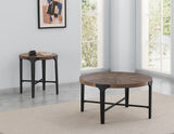 Chevron Cinnamon 22-inch Round End Table by Steve Silver at Eve Furniture