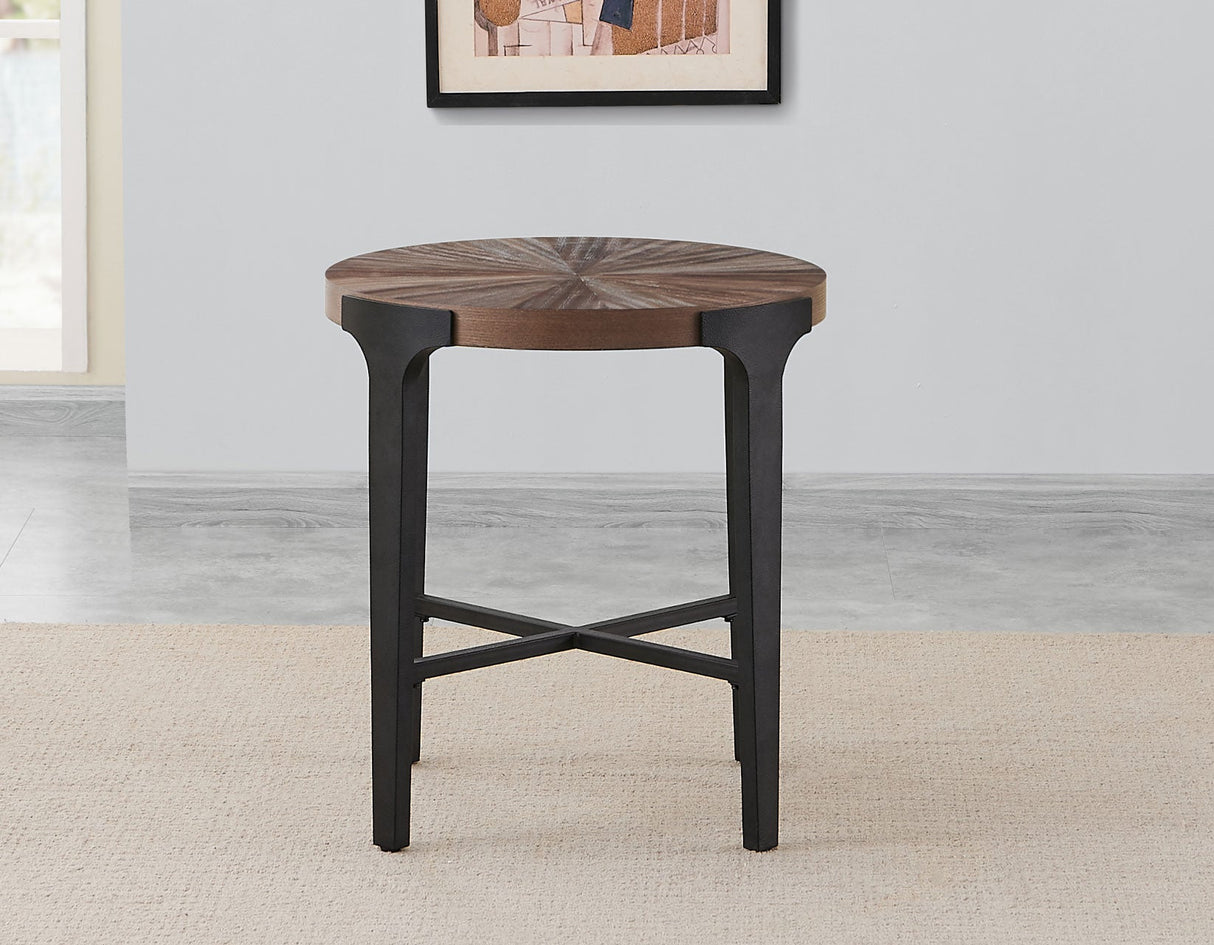 Chevron Cinnamon 22-inch Round End Table by Steve Silver at Eve Furniture