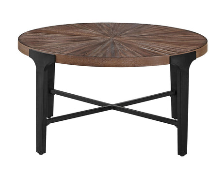Chevron Cinnamon 36-inch Round Cocktail Table by Steve Silver at Eve Furniture