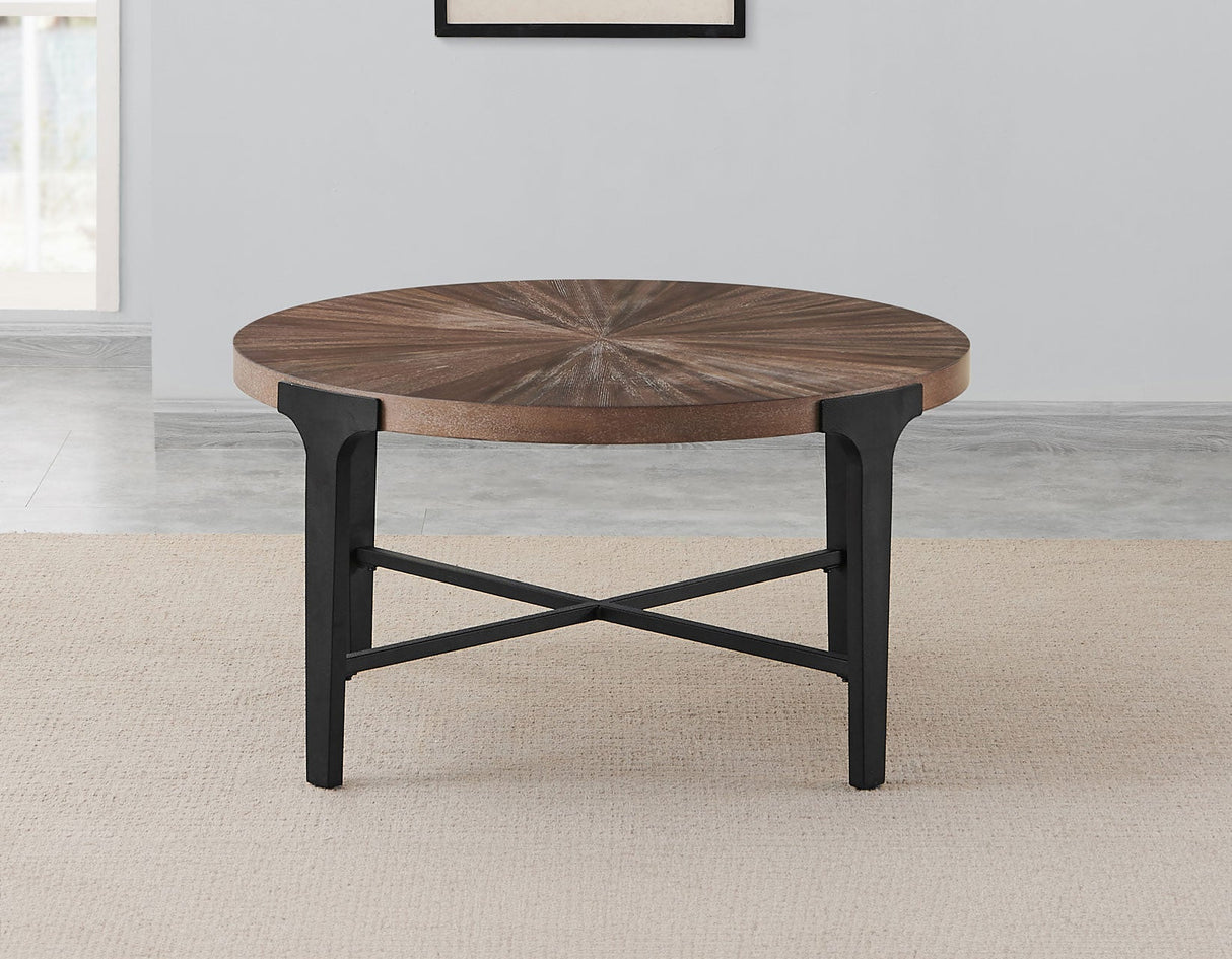 Chevron Cinnamon 36-inch Round Cocktail Table by Steve Silver at Eve Furniture