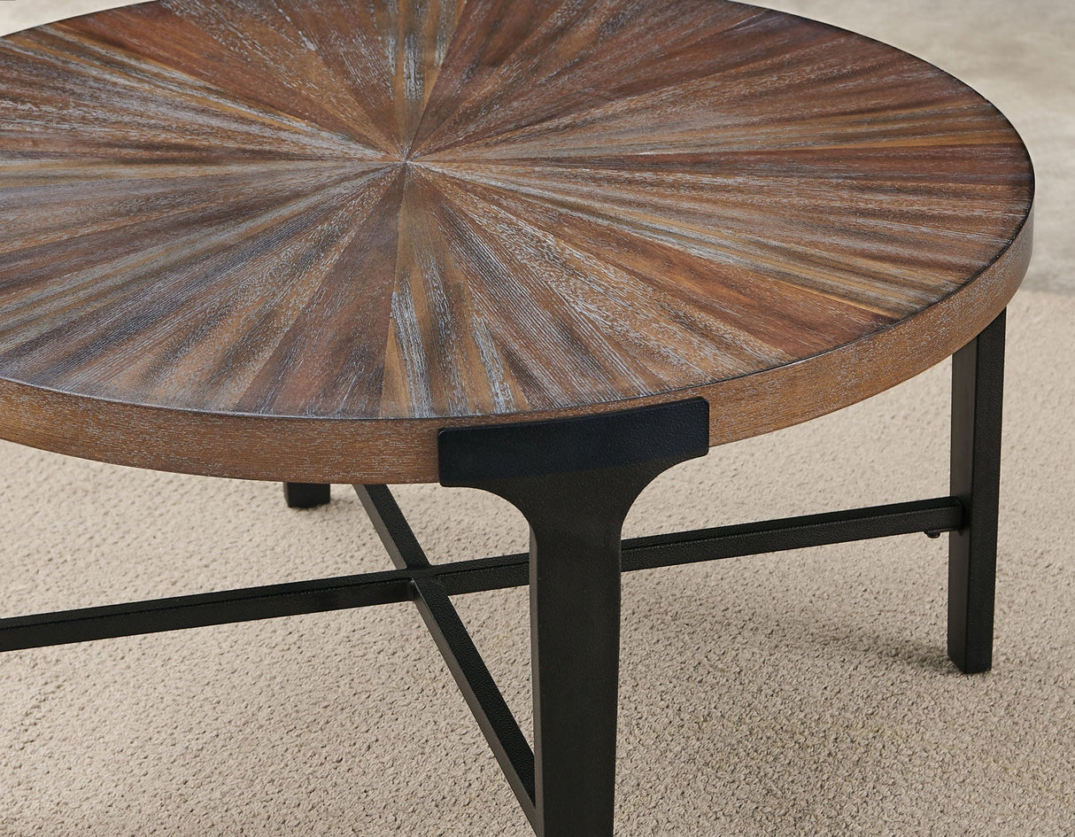 Chevron Cinnamon 36-inch Round Cocktail Table by Steve Silver at Eve Furniture