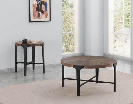 Chevron 22-inch Round End Table by Steve Silver at Eve Furniture