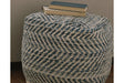Chevron Blue Pouf by Ashley at Eve Furniture