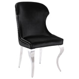 Cheyanne Upholstered Wingback Side Chair with Nailhead Trim Chrome and Black (Set of 2)