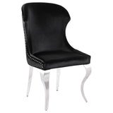 Cheyanne Upholstered Wingback Side Chair with Nailhead Trim Chrome and Black (Set of 2) by Coaster at Eve Furniture