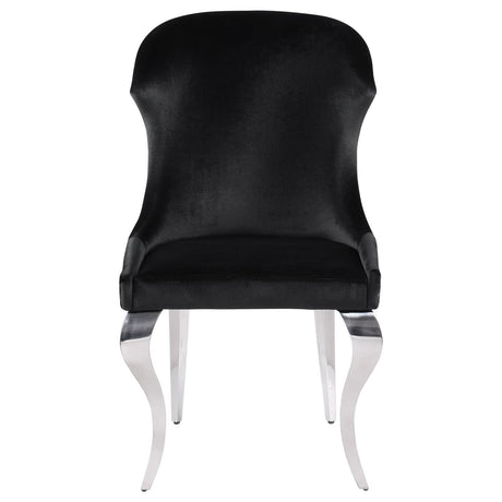 Cheyanne Upholstered Wingback Side Chair with Nailhead Trim Chrome and Black (Set of 2) by Coaster at Eve Furniture