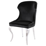 Cheyanne Upholstered Wingback Side Chair with Nailhead Trim Chrome and Black (Set of 2) by Coaster at Eve Furniture