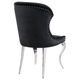 Cheyanne Upholstered Wingback Side Chair with Nailhead Trim Chrome and Black (Set of 2) by Coaster at Eve Furniture