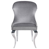 Cheyanne Upholstered Wingback Side Chair with Nailhead Trim Chrome and Grey (Set of 2)