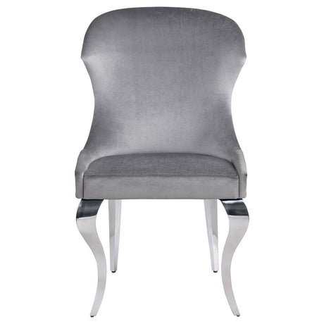Cheyanne Upholstered Wingback Side Chair with Nailhead Trim Chrome and Grey (Set of 2) by Coaster at Eve Furniture