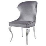 Cheyanne Upholstered Wingback Side Chair with Nailhead Trim Chrome and Grey (Set of 2) by Coaster at Eve Furniture