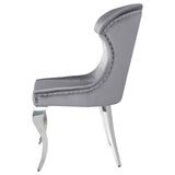 Cheyanne Upholstered Wingback Side Chair with Nailhead Trim Chrome and Grey (Set of 2) by Coaster at Eve Furniture