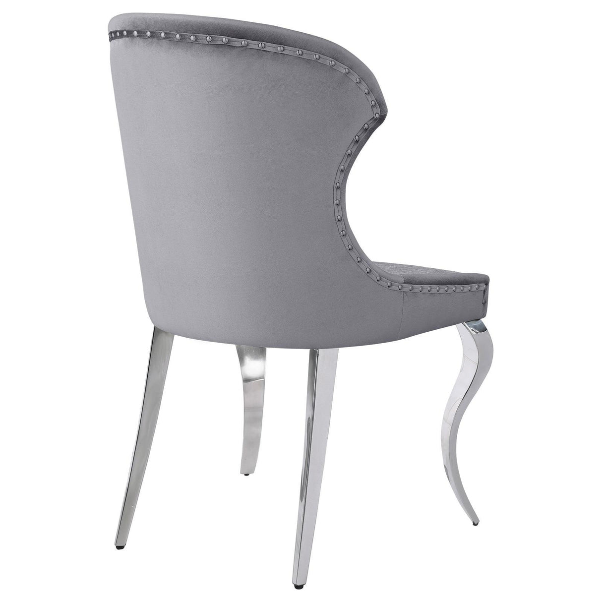 Cheyanne Upholstered Wingback Side Chair with Nailhead Trim Chrome and Grey (Set of 2) by Coaster at Eve Furniture