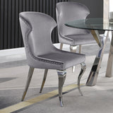 Cheyanne Upholstered Wingback Side Chair with Nailhead Trim Chrome and Grey (Set of 2) by Coaster at Eve Furniture