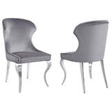 Cheyanne Upholstered Wingback Side Chair with Nailhead Trim Chrome and Grey (Set of 2) by Coaster at Eve Furniture