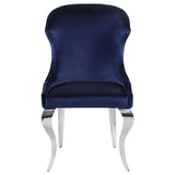 Cheyanne Upholstered Wingback Side Chair with Nailhead Trim Chrome and Ink Blue (Set of 2) by Coaster at Eve Furniture