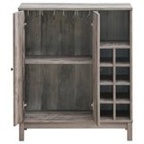 Cheyenne Weathered Acacia 2-Door Wine Cabinet with Stemware Rack