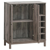 Cheyenne Weathered Acacia 2-Door Wine Cabinet with Stemware Rack by Coaster at Eve Furniture