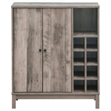 Cheyenne Weathered Acacia 2-Door Wine Cabinet with Stemware Rack by Coaster at Eve Furniture